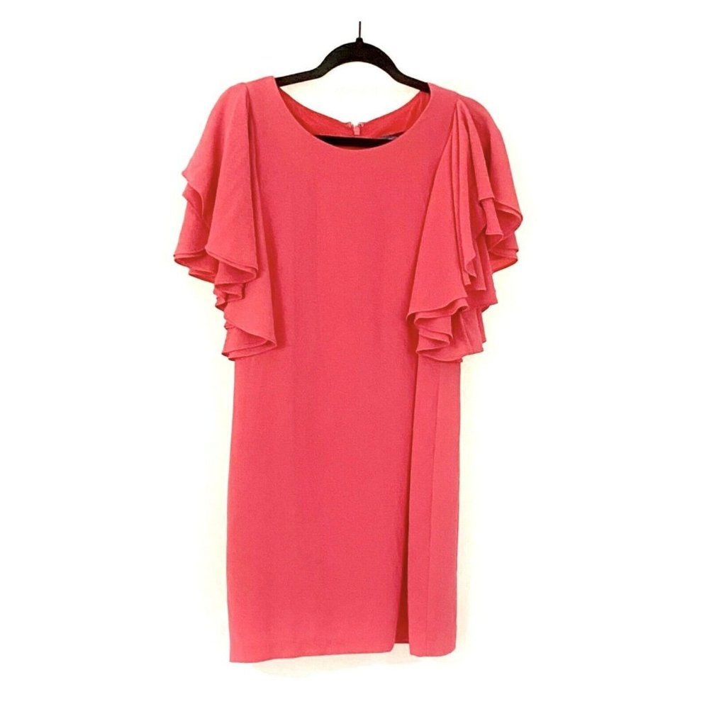 Vince Camuto Flutter Sleeve Crepe Calypso Coral D… - image 6